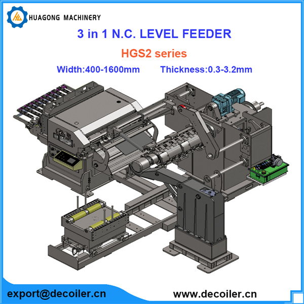HGS2 Decoiler Straightener Feeder Machine 3 IN 1 Width :400-1600mm Thickness: 0.3-3.2mm