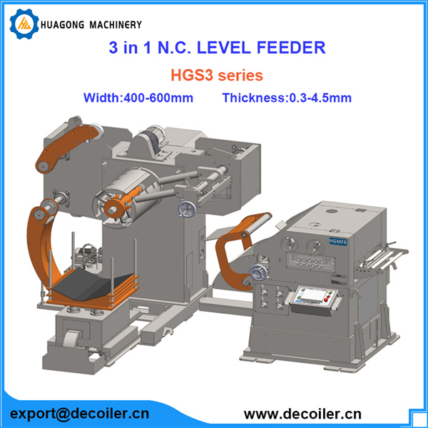 HGS3 Decoiler Straightener Feeder Machine 3 IN 1
Width :400-600mm
Thickness: 0.3-4.5mm